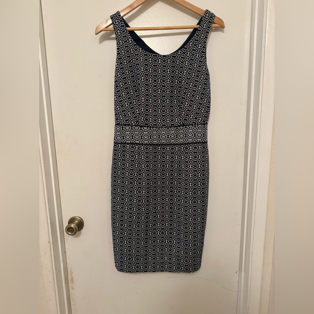 WHBM Navy and White Patterned Dress